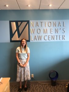 2019 D.C. Experience Scholarship Recipient Sloan Nickel at her internship at the National Women's Law Center.